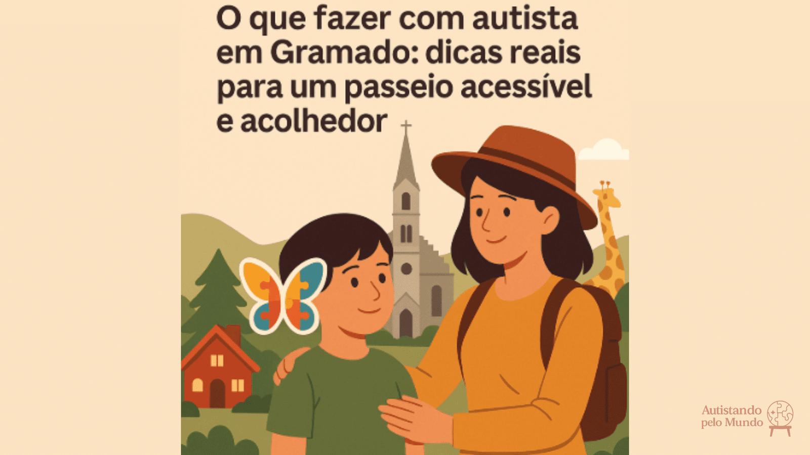 Família com criança autista aproveitando passeio acessível em Gramado, cercada por natureza, brinquedos e atrações inclusivas.