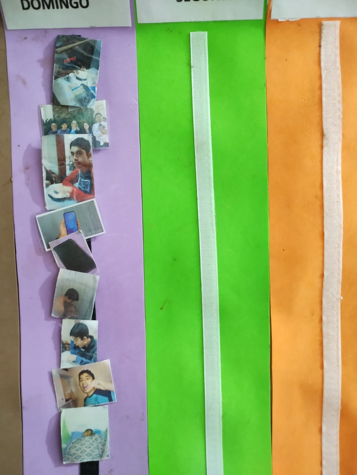 Foto do quadro visual do meu irmão, com imagens das atividades diárias.